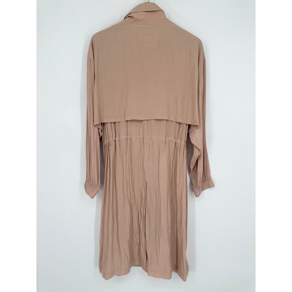 BCBGMAXAZRIA Quinn Long Trench Coat Full Zip Drawstring Jacket Cinch Waist Pink - Picture 11 of 13